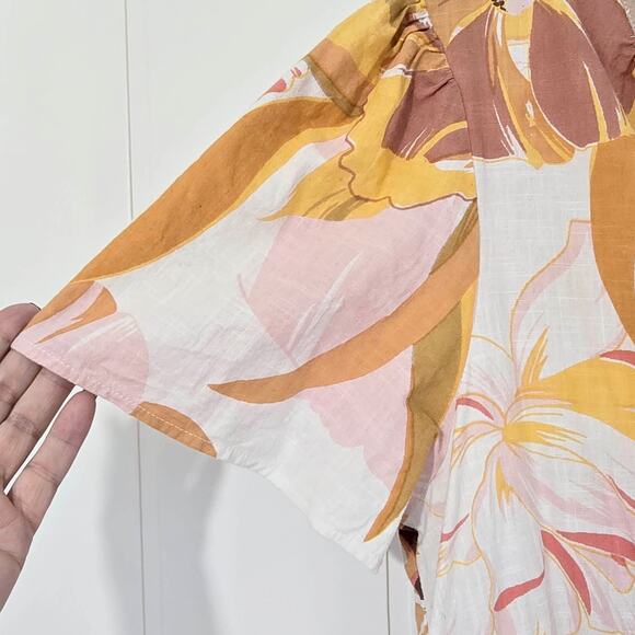 Mlle Gabrielle Dress Tropical Cotton Fit Flare Cotton Tiered Midi Size Large - Picture 8 of 9